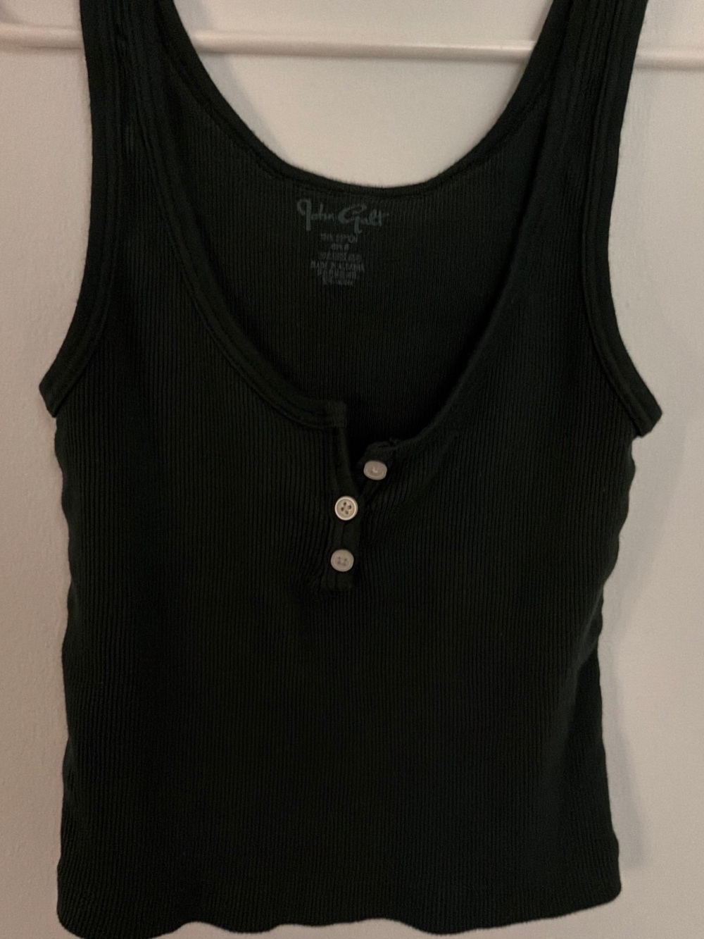 Brandy Melville Green Ribbed Henley Crop Tank